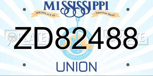ZD82488 Mississippi License Plate
