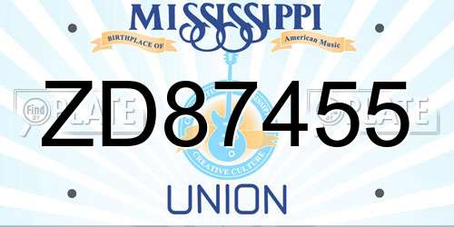 ZD87455 Mississippi License Plate