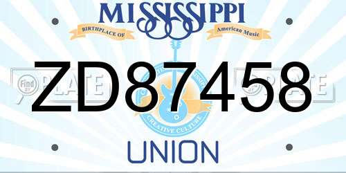 ZD87458 Mississippi License Plate