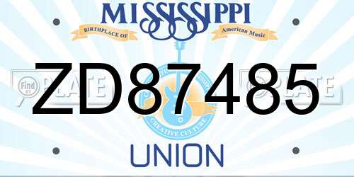 ZD87485 Mississippi License Plate