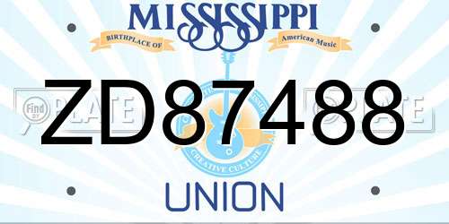 ZD87488 Mississippi License Plate