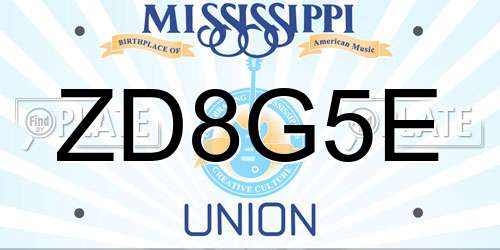 ZD8G5E Mississippi License Plate
