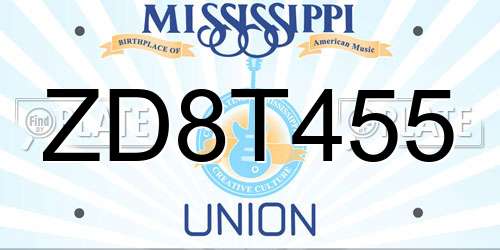 ZD8T455 Mississippi License Plate