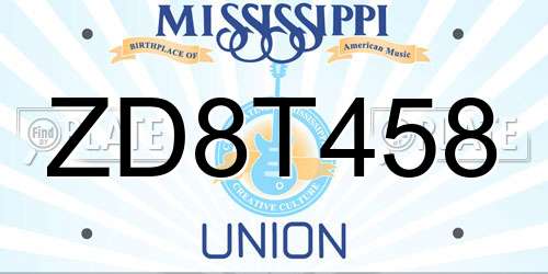 ZD8T458 Mississippi License Plate