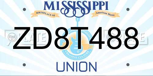 ZD8T488 Mississippi License Plate