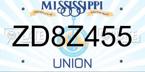 ZD8Z455 Mississippi License Plate