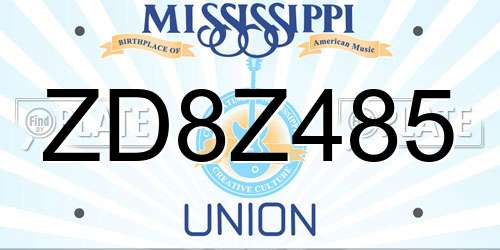 ZD8Z485 Mississippi License Plate