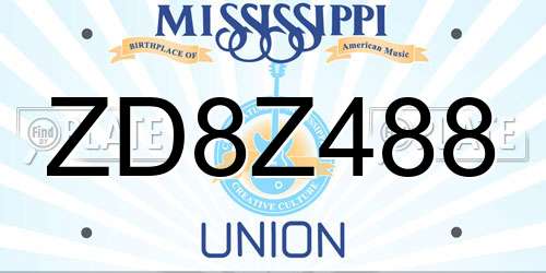 ZD8Z488 Mississippi License Plate