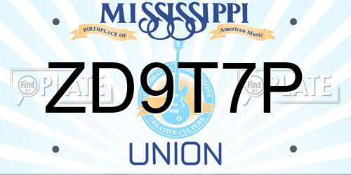 ZD9T7P Mississippi License Plate