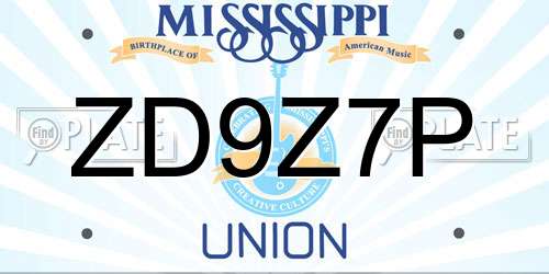 ZD9Z7P Mississippi License Plate