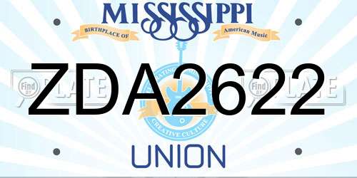 ZDA2622 Mississippi License Plate