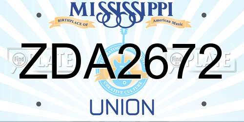 ZDA2672 Mississippi License Plate