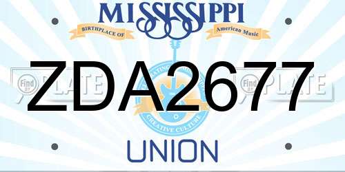 ZDA2677 Mississippi License Plate