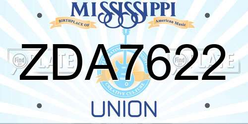 ZDA7622 Mississippi License Plate