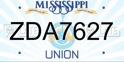 ZDA7627 Mississippi License Plate
