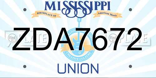 ZDA7672 Mississippi License Plate
