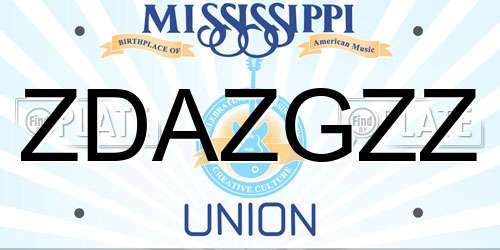 ZDAZGZZ Mississippi License Plate