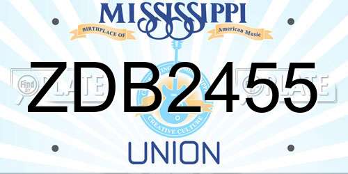 ZDB2455 Mississippi License Plate