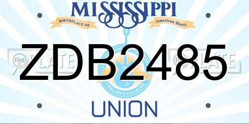 ZDB2485 Mississippi License Plate
