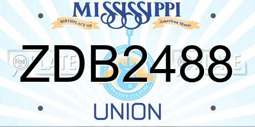 ZDB2488 Mississippi License Plate