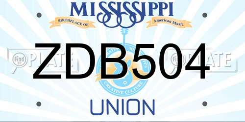 ZDB504 Mississippi License Plate