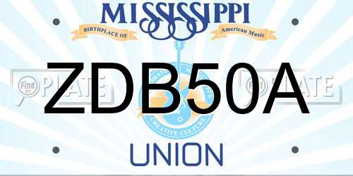 ZDB50A Mississippi License Plate