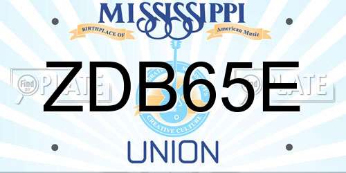 ZDB65E Mississippi License Plate