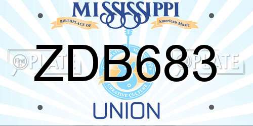 ZDB683 Mississippi License Plate