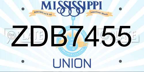 ZDB7455 Mississippi License Plate