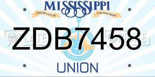 ZDB7458 Mississippi License Plate