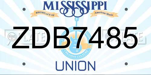 ZDB7485 Mississippi License Plate