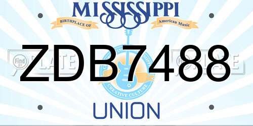 ZDB7488 Mississippi License Plate
