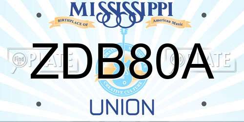 ZDB80A Mississippi License Plate
