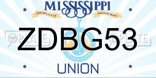ZDBG53 Mississippi License Plate