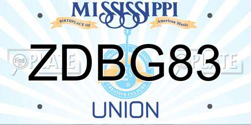 ZDBG83 Mississippi License Plate