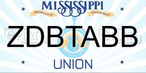 ZDBTABB Mississippi License Plate
