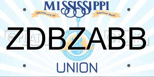 ZDBZABB Mississippi License Plate