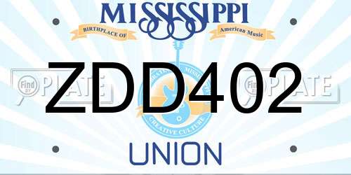 ZDD402 Mississippi License Plate