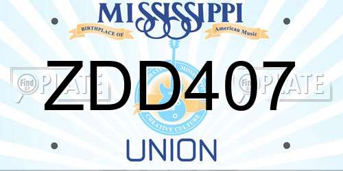 ZDD407 Mississippi License Plate