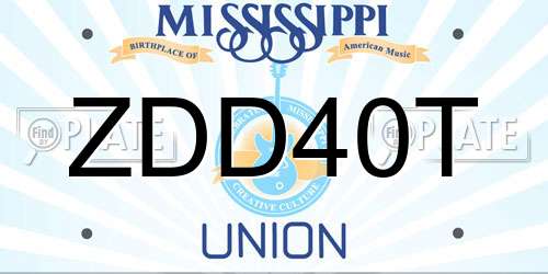 ZDD40T Mississippi License Plate