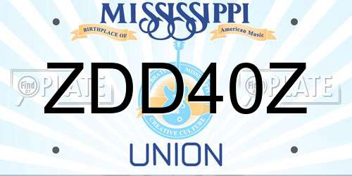 ZDD40Z Mississippi License Plate