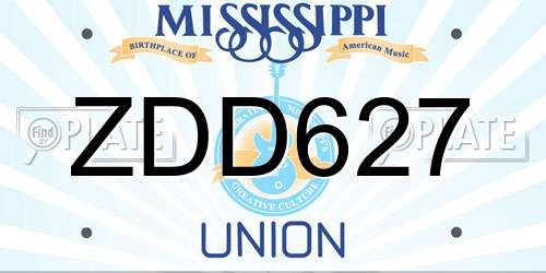 ZDD627 Mississippi License Plate