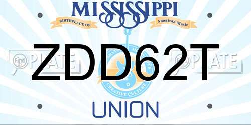 ZDD62T Mississippi License Plate