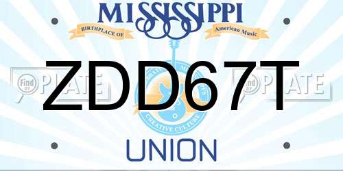 ZDD67T Mississippi License Plate