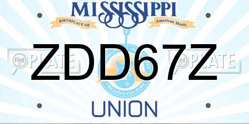 ZDD67Z Mississippi License Plate