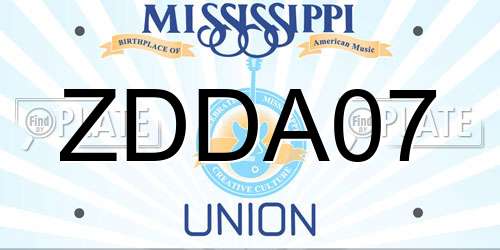 ZDDA07 Mississippi License Plate