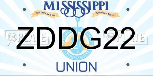 ZDDG22 Mississippi License Plate