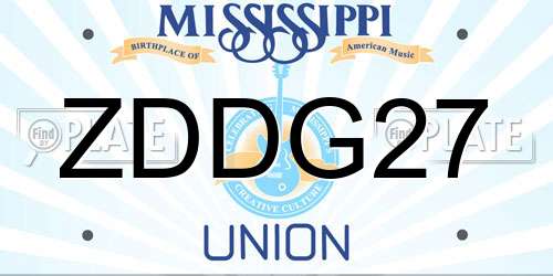 ZDDG27 Mississippi License Plate