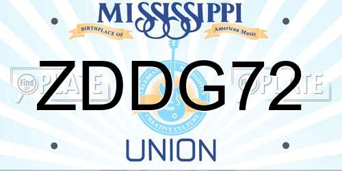 ZDDG72 Mississippi License Plate