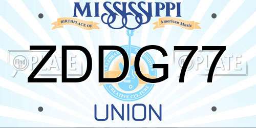 ZDDG77 Mississippi License Plate